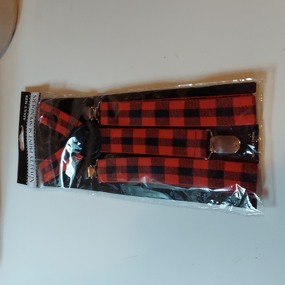 Red & Black Plaid Suspenders